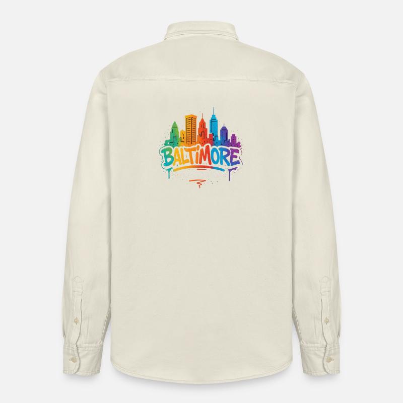 Baltimore Skyline Graffiti - Relaxed Fit Unisex Organic Hemd von Stanley/Stella - Natur