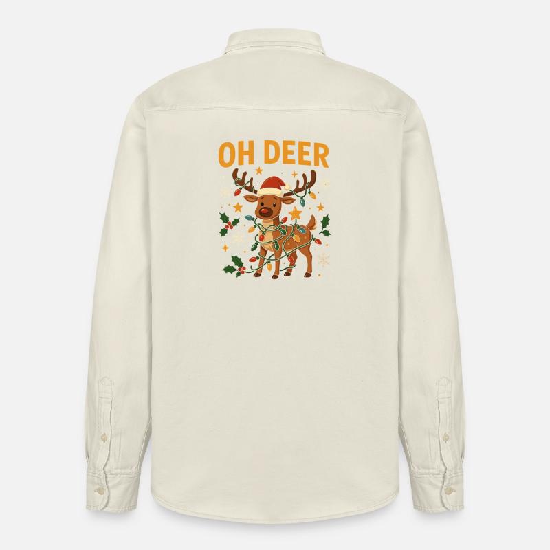 Conception de Noël de renne mignon - Chemise unisexe coupe décontractée bio Stanley/Stella - écru doux