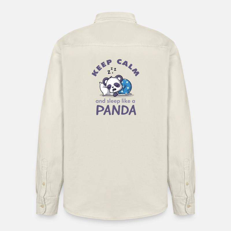 Keep Calm Chemise de nuit panda - Chemise unisexe coupe décontractée bio Stanley/Stella - écru doux