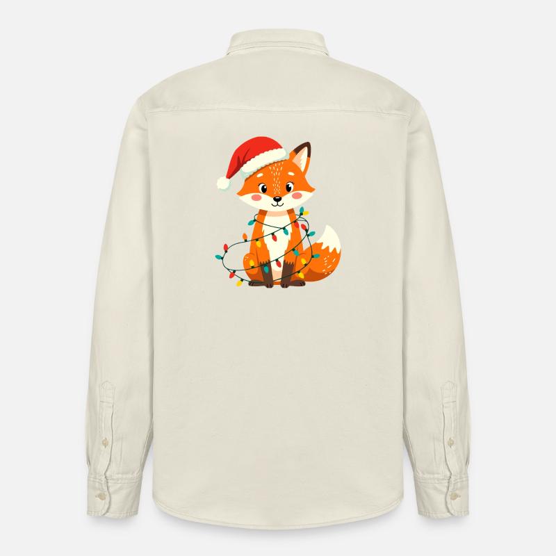 Renard Noël Mignon Drôle Noël Drôle - Chemise unisexe coupe décontractée bio Stanley/Stella - écru doux