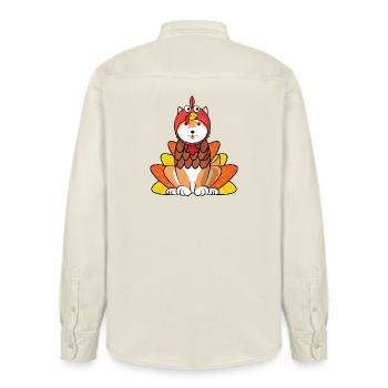 Shiba Inu Thanksgiving Turquie Costume Tenue de chien - Chemise unisexe coupe décontractée bio Stanley/Stella - écru doux - Dos - AI Model Male 178 light (178cm)