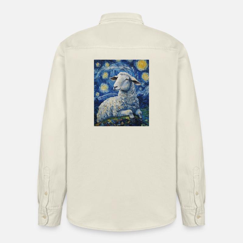 Schaf Van Gogh Style Starry Night - Relaxed Fit Unisex Organic Hemd von Stanley/Stella - Natur