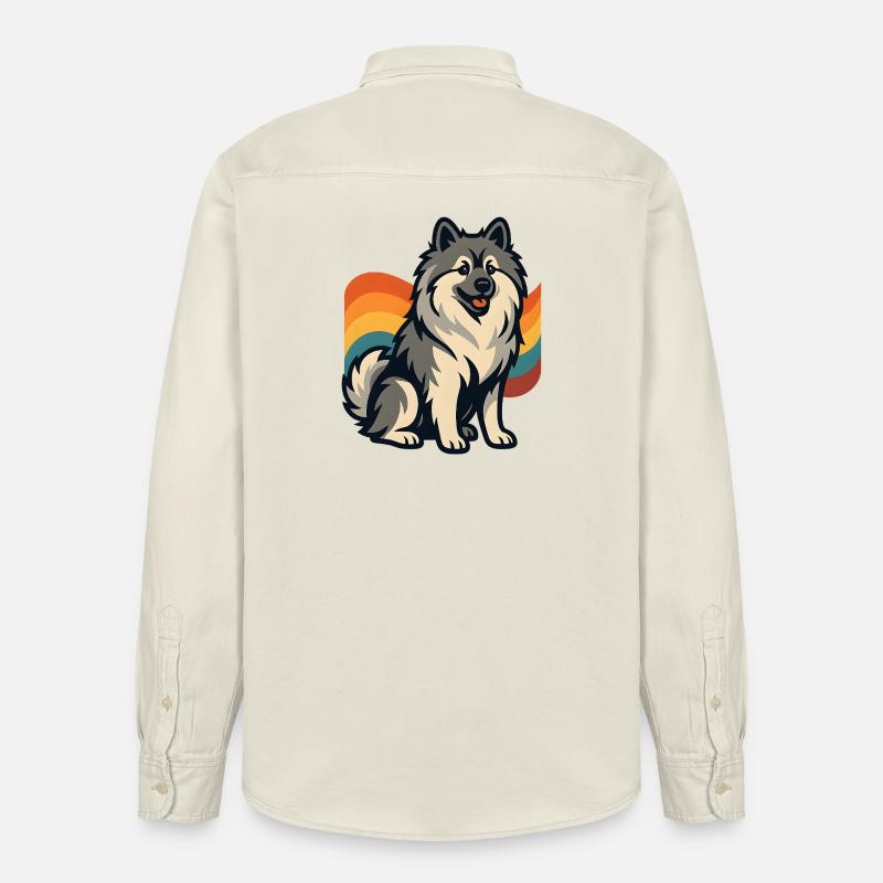 Deutscher Spitz Hund im Regenbogen Hintergrund - Relaxed Fit Unisex Organic Hemd von Stanley/Stella - Natur