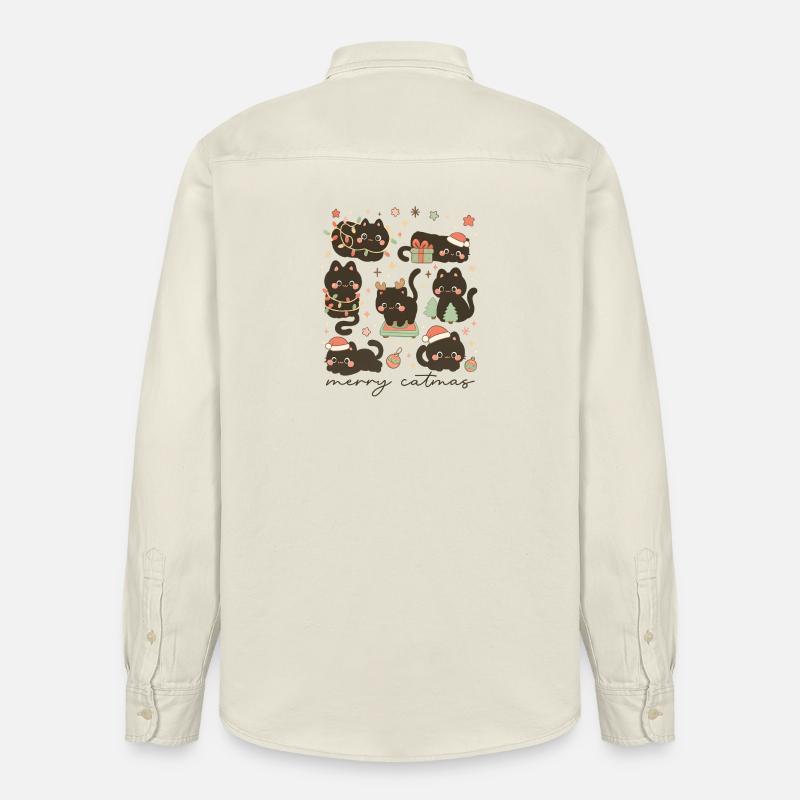 Merry Catmas Chats douillets, Amour Chatons - Chemise unisexe coupe décontractée bio Stanley/Stella - écru doux