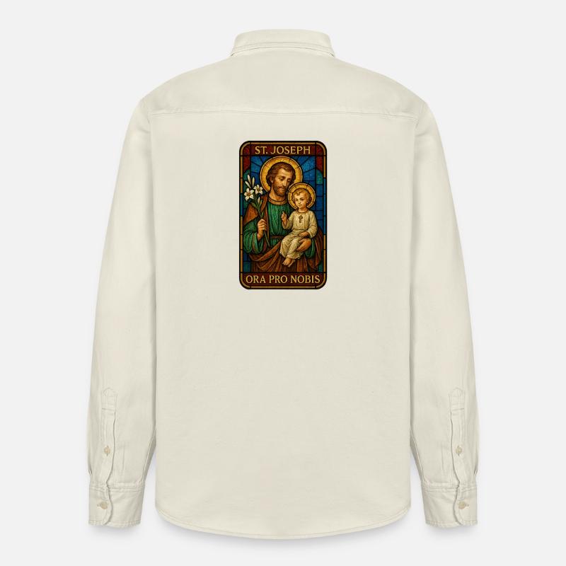 St Josef Ikon: Vater mit Kind - Relaxed Fit Unisex Organic Hemd von Stanley/Stella - Natur