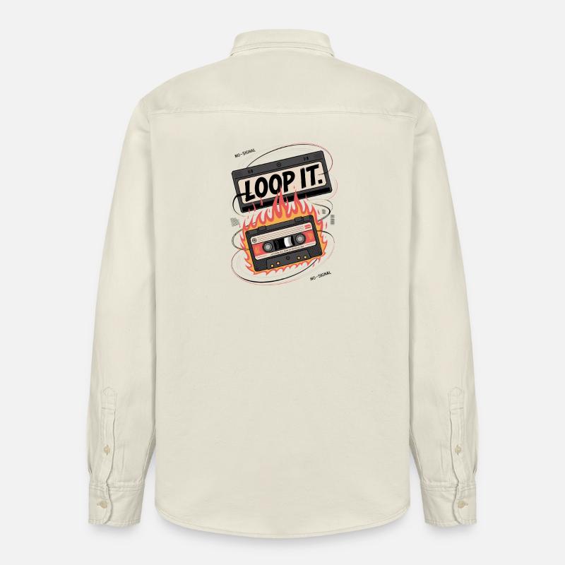 Loop It Flames Cassette - Chemise unisexe coupe décontractée bio Stanley/Stella - écru doux