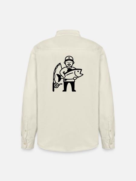Fishing-proud-angler-big-catch-2 - Relaxed Fit Unisex Organic Shirt by Stanley/Stella - soft Ecru