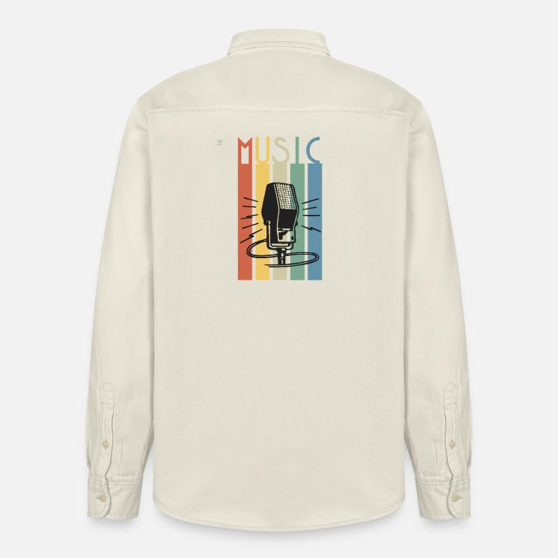Bande musicale de microphone rétro - Chemise unisexe coupe décontractée bio Stanley/Stella - écru doux