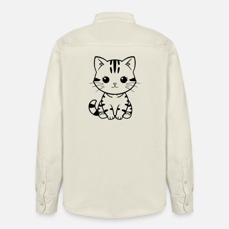 Cadeau de Noël Chat chaton Chat - Chemise unisexe coupe décontractée bio Stanley/Stella - écru doux