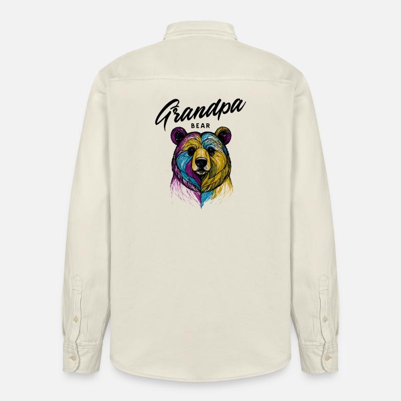 Ourse Arc-en-Ciel Split Grandpa Bear - Chemise unisexe coupe décontractée bio Stanley/Stella - écru doux