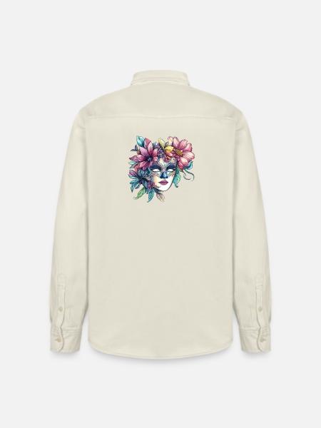 Blumenmaske im Maskenball-Stil - Relaxed Fit Unisex Organic Hemd von Stanley/Stella - Natur