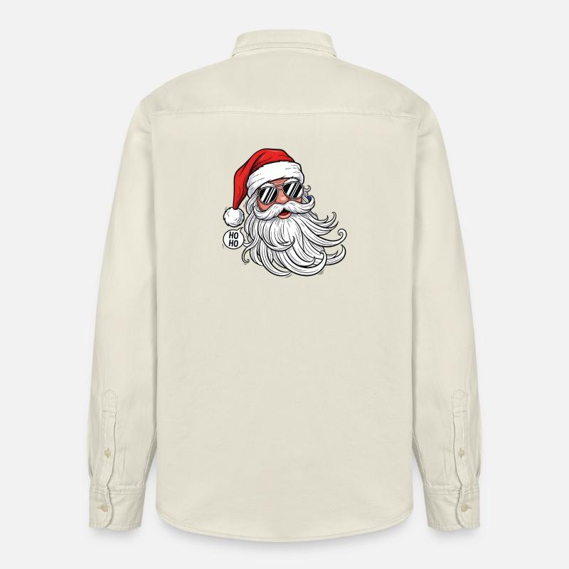 Cooler Santa Comic Kopf mit Sonnenbrille - Relaxed Fit Unisex Organic Hemd von Stanley/Stella - Natur