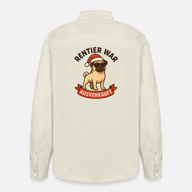 Reindeer a affiché complet Pug Pug - Chemise unisexe coupe décontractée bio Stanley/Stella - écru doux