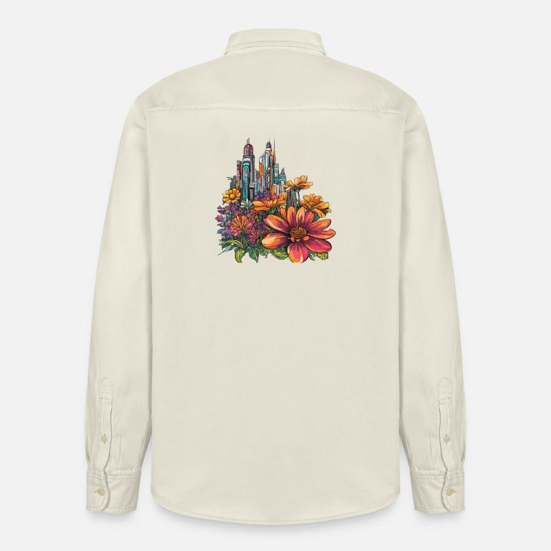 Blühende Skyline Farbexplosion - Relaxed Fit Unisex Organic Hemd von Stanley/Stella - Natur