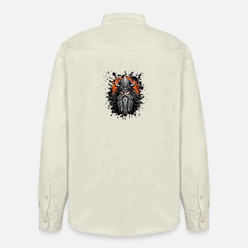Guerrier viking avec casque de tempête - Chemise unisexe coupe décontractée bio Stanley/Stella - écru doux