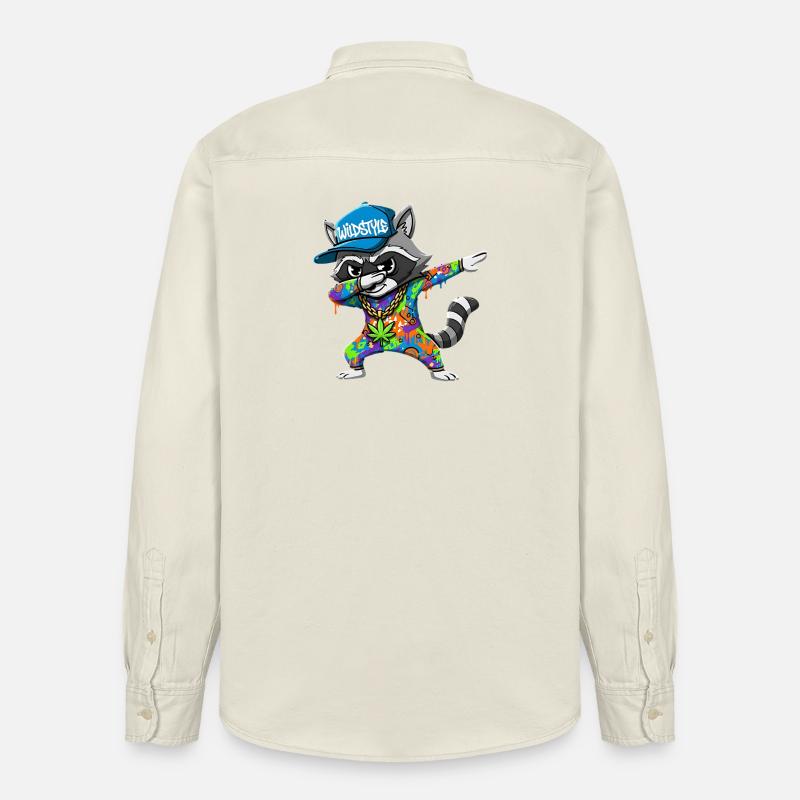 Wildstyle Dabbing Waschbär  Buntes Graffiti Design - Relaxed Fit Unisex Organic Hemd von Stanley/Stella - Natur