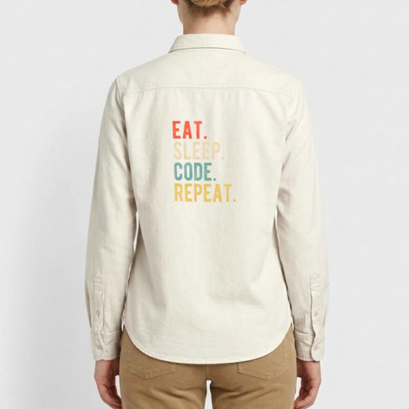 Eat Sleep Code Repeat Programmer Nerd Retro Chemise unisexe coupe décontractée bio Stanley/Stella
