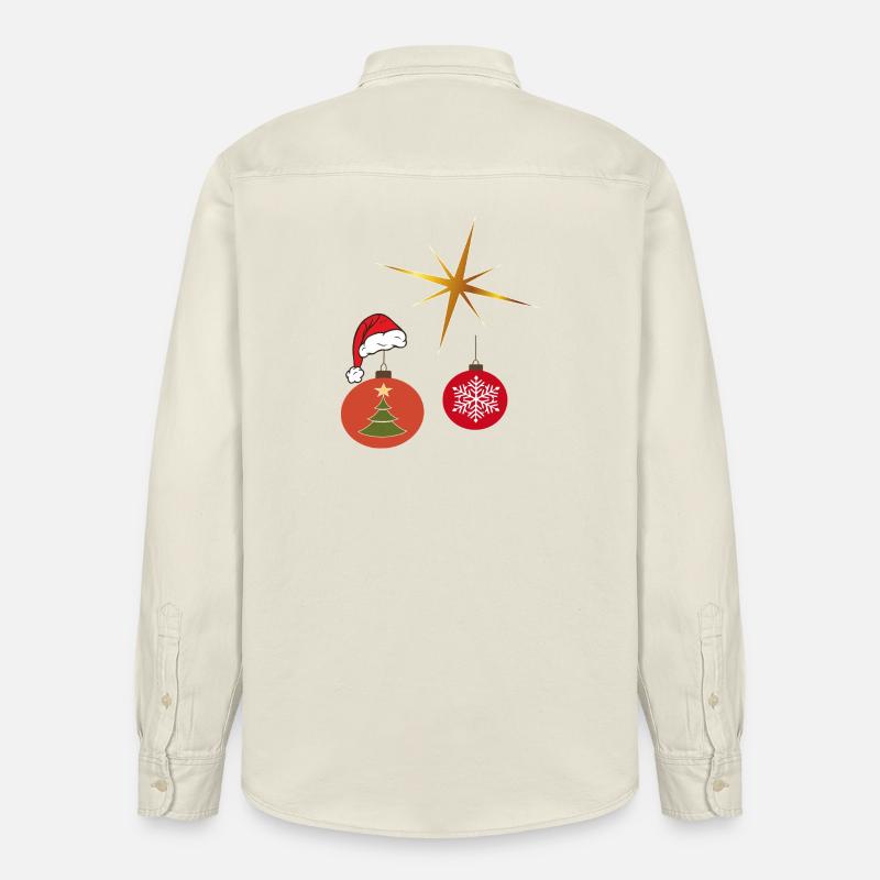 Weihnachtsstern und Weihnachtskugel - Relaxed Fit Unisex Organic Hemd von Stanley/Stella - Natur