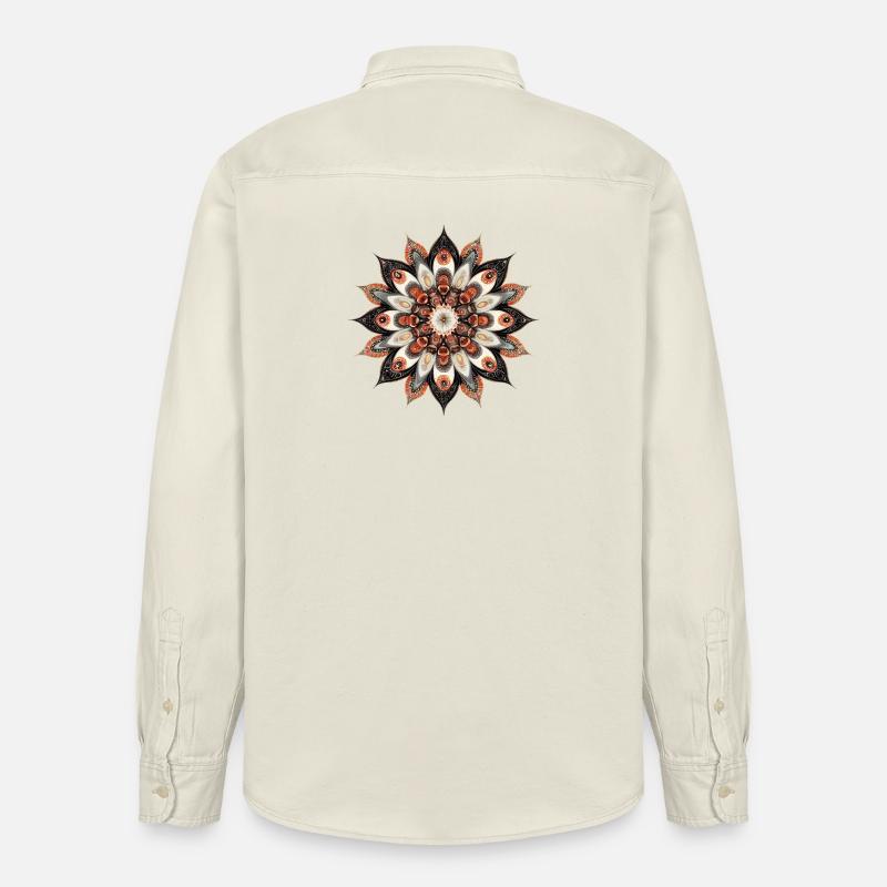 Imprimé de fleurs de mandala chaudes - Chemise unisexe coupe décontractée bio Stanley/Stella - écru doux