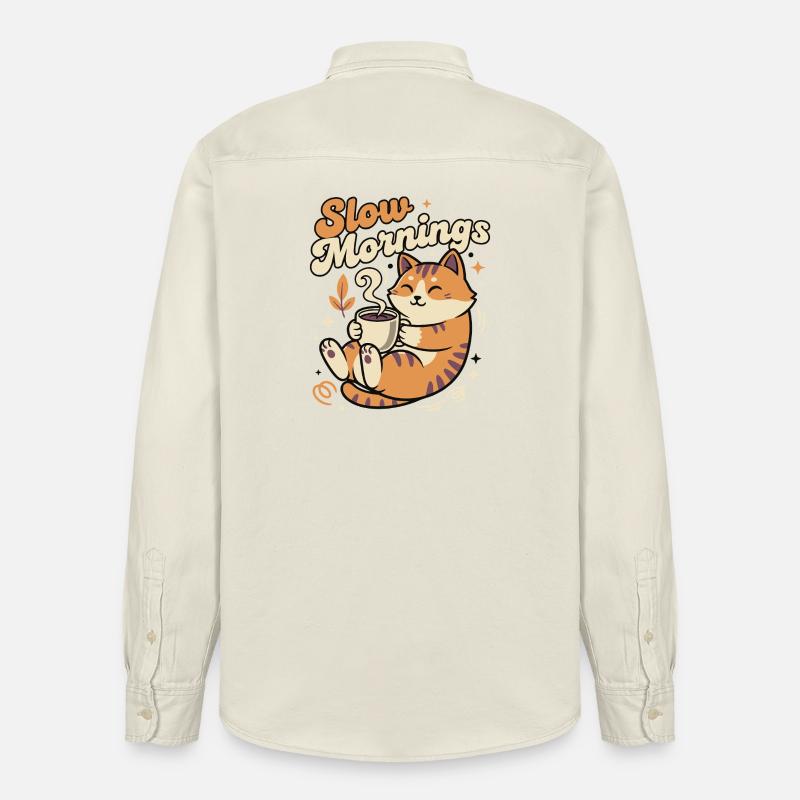 Langsame Morgenkatze mit Kaffee - Relaxed Fit Unisex Organic Hemd von Stanley/Stella - Natur
