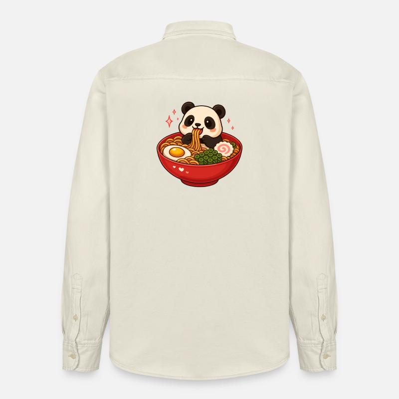 Panda con noodles e ramen kawaii panda - Camicia unisex vestibilità rilassata bio di Stanley/Stella - ecru morbido