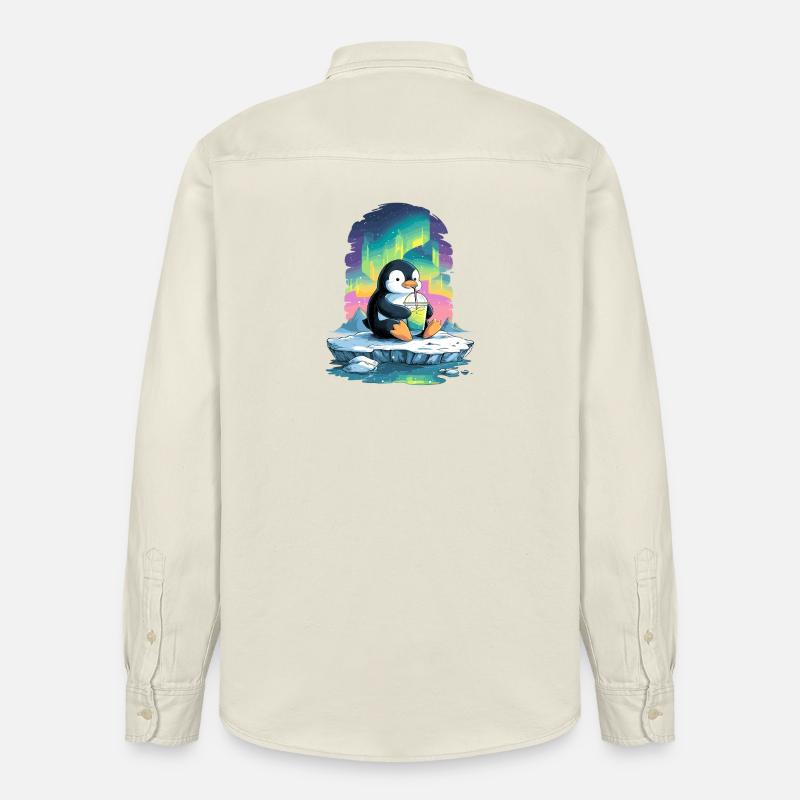 Pinguin am Eis mit Neon-Aurora - Relaxed Fit Unisex Organic Hemd von Stanley/Stella - Natur