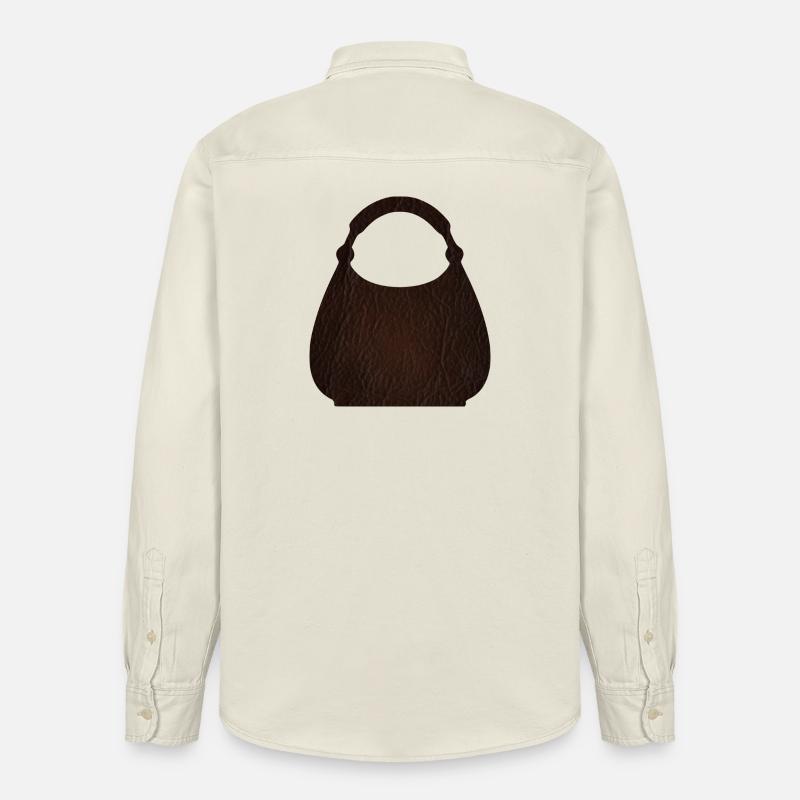 Texture du sac en cuir marron - Chemise unisexe coupe décontractée bio Stanley/Stella - écru doux
