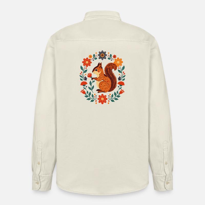 Écureuil à couronne de fleurs - Chemise unisexe coupe décontractée bio Stanley/Stella - écru doux