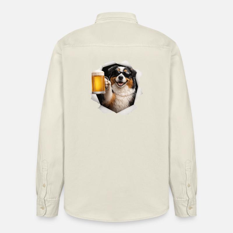 Bière Berger Australien - Chemise unisexe coupe décontractée bio Stanley/Stella - écru doux