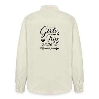 Girls Trip 2026 Girls' Tour Girls' Strip Girls' Strip - Relaxed Fit Unisex Organic Shirt by Stanley/Stella - soft Ecru - Back - AI Model Male 178 light (178cm)
