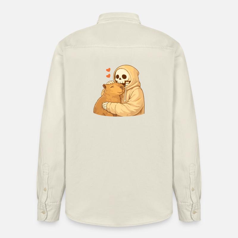 Squelette Douillet avec Capybara – Sécurité - Chemise unisexe coupe décontractée bio Stanley/Stella - écru doux