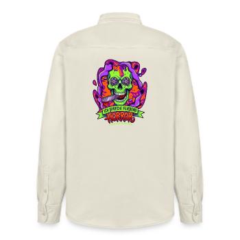 Neon Schädel Horror mit Tentakeln - Relaxed Fit Unisex Organic Hemd von Stanley/Stella - Natur - Hinten - AI Model Male 178 light (178cm)