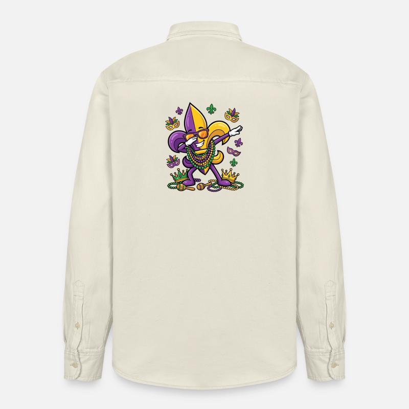 Sofficare Fleur de Lis Mardi Gras Dab Fleur de Lis - Camicia unisex vestibilità rilassata bio di Stanley/Stella - ecru morbido