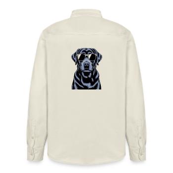 Schwarzer Labrador  - Relaxed Fit Unisex Organic Hemd von Stanley/Stella - Natur - Hinten - AI Model Male 178 light (178cm)