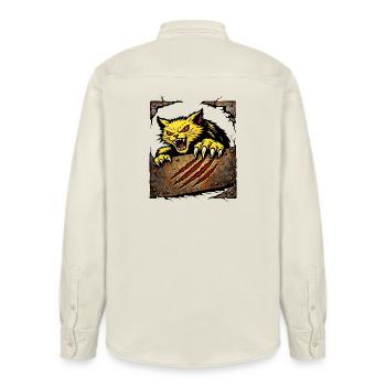 Ferocious Cat Scratch Attack Illustration - Relaxed Fit Unisex Organic Shirt by Stanley/Stella - soft Ecru - Back - AI Model Male 178 light (178cm)