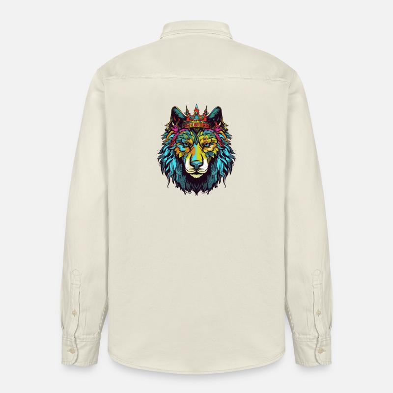 Couronne de bande dessinée Wolf - Chemise unisexe coupe décontractée bio Stanley/Stella - écru doux