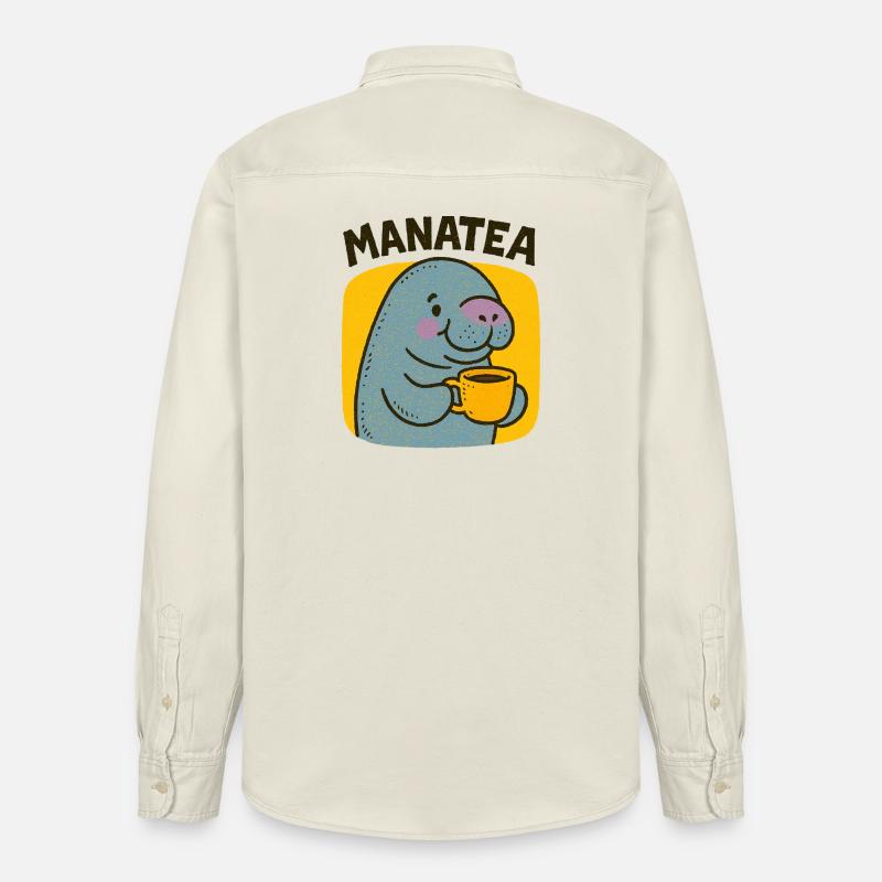 Manatea Cheer : Manatee sirote du thé - Chemise unisexe coupe décontractée bio Stanley/Stella - écru doux