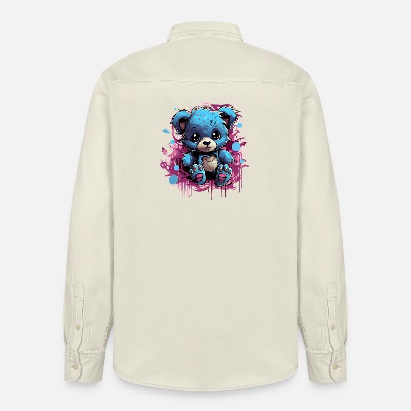 Blauer Kuschelbär Graffiti Pop - Relaxed Fit Unisex Organic Hemd von Stanley/Stella - Natur