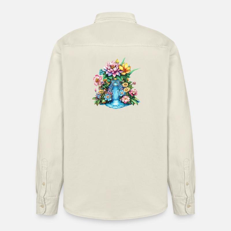 Blumenwasserfall Kaleidoskop - Relaxed Fit Unisex Organic Hemd von Stanley/Stella - Natur