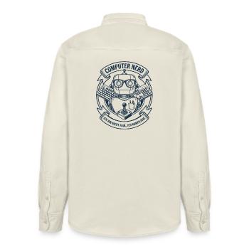 Computer Nerd Robot Logo - Relaxed Fit Unisex Organic Shirt by Stanley/Stella - soft Ecru - Back - AI Model Male 178 light (178cm)