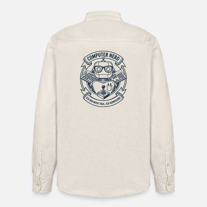 Logo du robot nerd informatique - Chemise unisexe coupe décontractée bio Stanley/Stella - écru doux