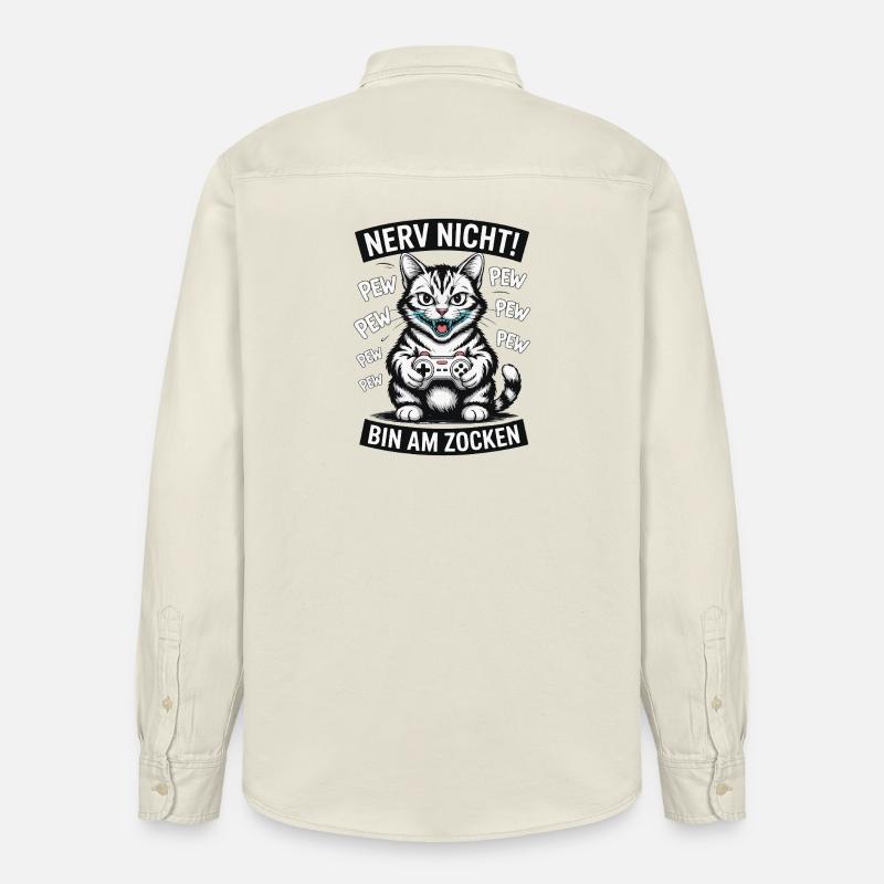 Courage Not I Gaming Cat Design - Chemise unisexe coupe décontractée bio Stanley/Stella - écru doux