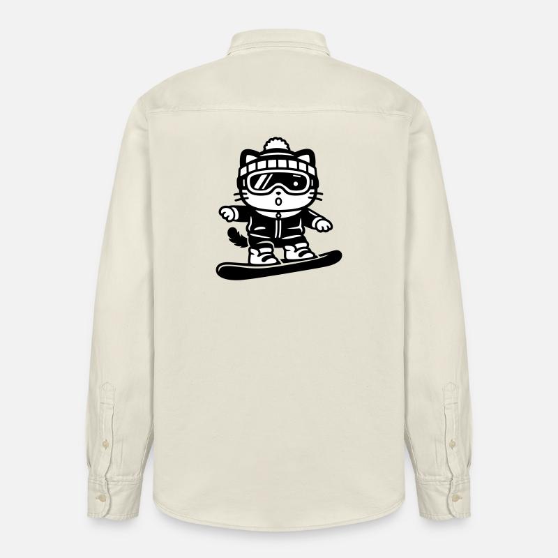 Snowboard Cat - Relaxed Fit Unisex Organic Hemd von Stanley/Stella - Natur