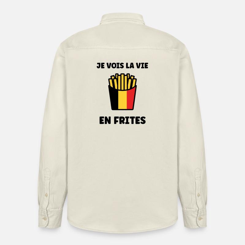 Frites Belges Drapeau Graphic - Chemise unisexe coupe décontractée bio Stanley/Stella - écru doux