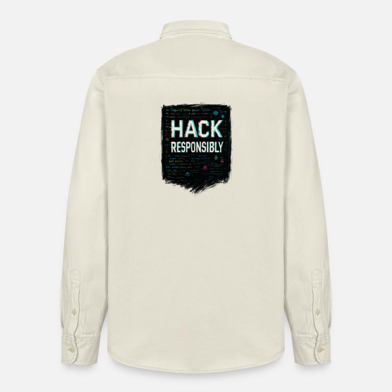Cybersécurité : Hack Responsibility - Chemise unisexe coupe décontractée bio Stanley/Stella - écru doux