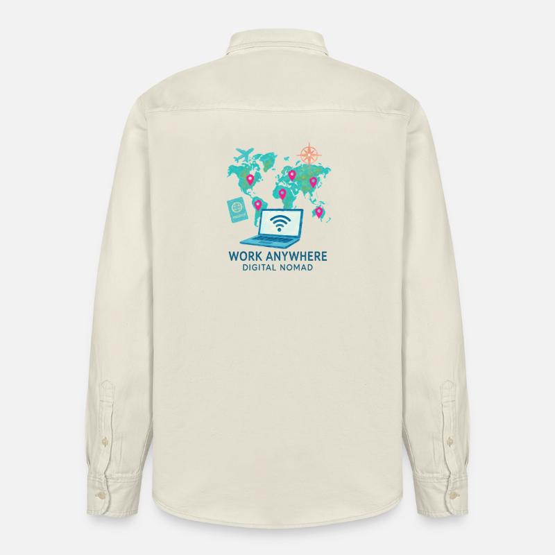Telearbeit – Telearbeit – Voll-Fernarbeit - Relaxed Fit Unisex Organic Hemd von Stanley/Stella - Natur