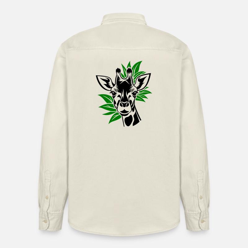 Giraffe mit Blätter im Hintergrund - Relaxed Fit Unisex Organic Hemd von Stanley/Stella - Natur