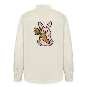 Süßer Hase mit Karotte Möhre Comic - Relaxed Fit Unisex Organic Hemd von Stanley/Stella - Natur - Hinten - AI Model Male 178 light (178cm)