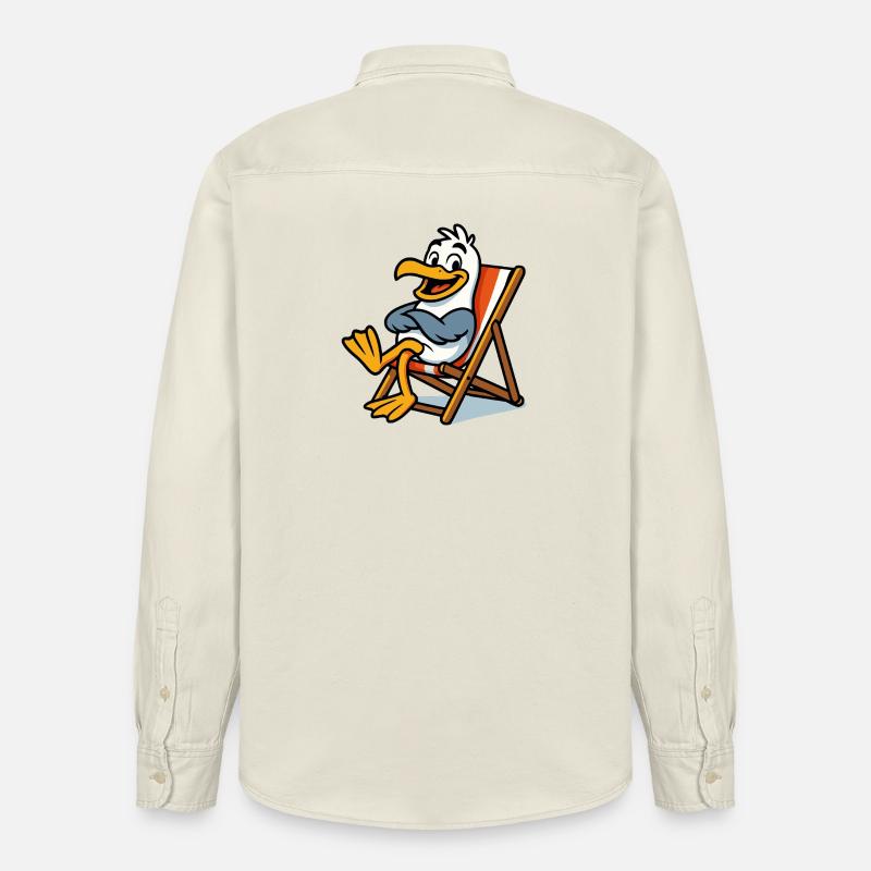Relaxez une mouette sur la plage - Chemise unisexe coupe décontractée bio Stanley/Stella - écru doux