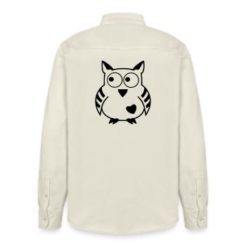 Mondschlihu Eule - Das Original heavenlygoods - Relaxed Fit Unisex Organic Hemd von Stanley/Stella - Natur - Hinten - AI Model Male 178 light (178cm)